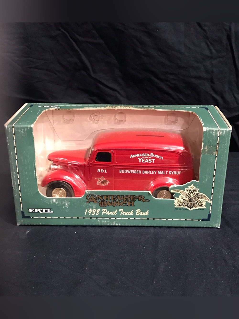 Anheuser Busch collectible Red 1938 Panel Truck Toy Bank